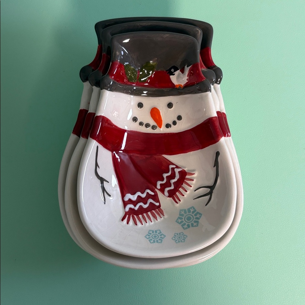 Madison Plus Stackable Ceramic Snowman Candy Dishes, Set of 3 Holiday Dishes